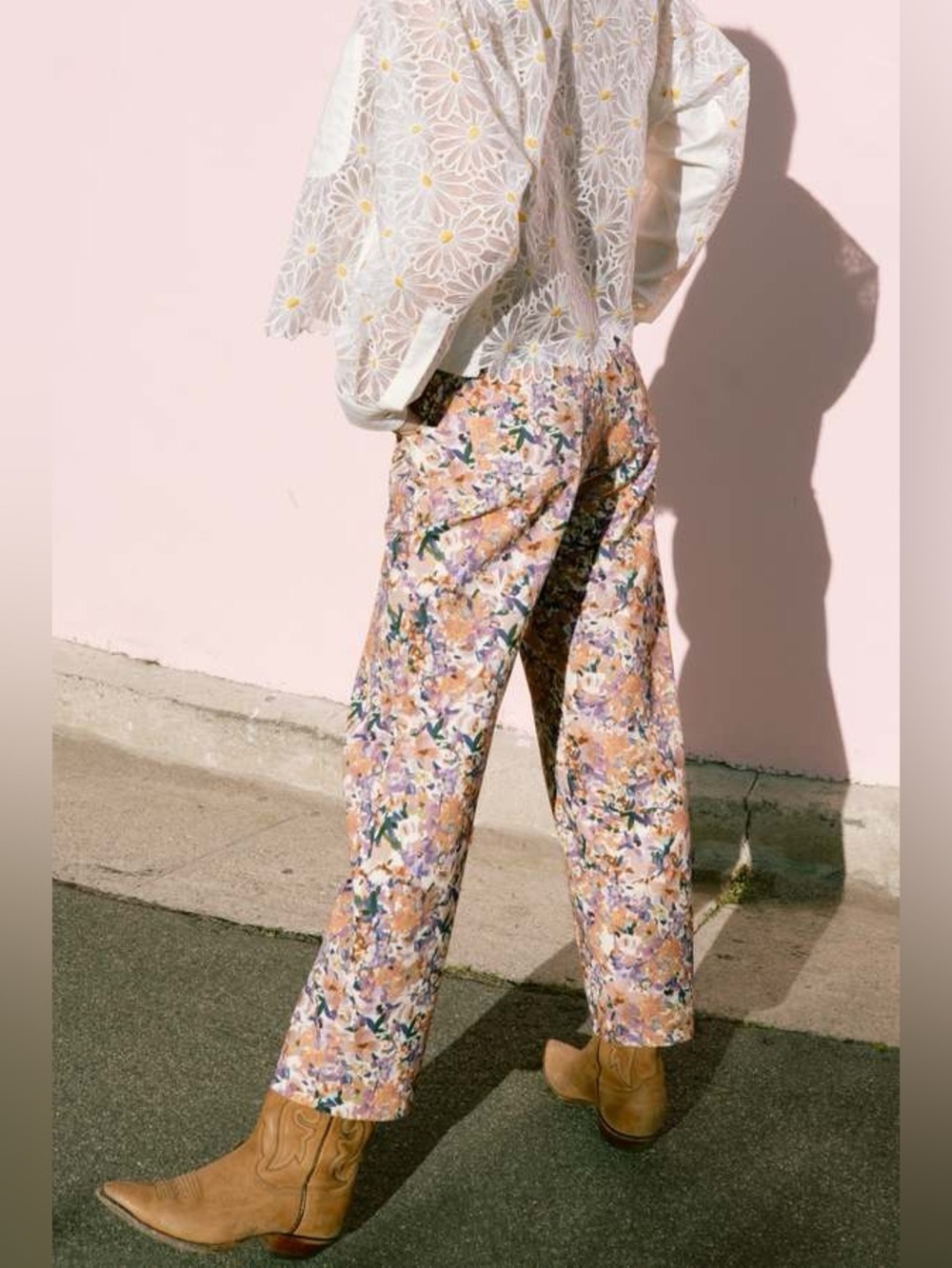 JESS MEANY Floral Amelia Wide Leg Pants Size Small VGUC